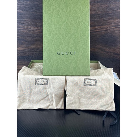 Gucci Green Paisley Embossed Empty Shoe Accessory Storage Box 14.5x8.25x5.25 - Picture 11 of 12